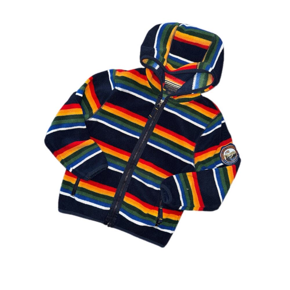 Pendleton National Park stripe fleece hooded jacket, ft a Crater Lake patch 5/6